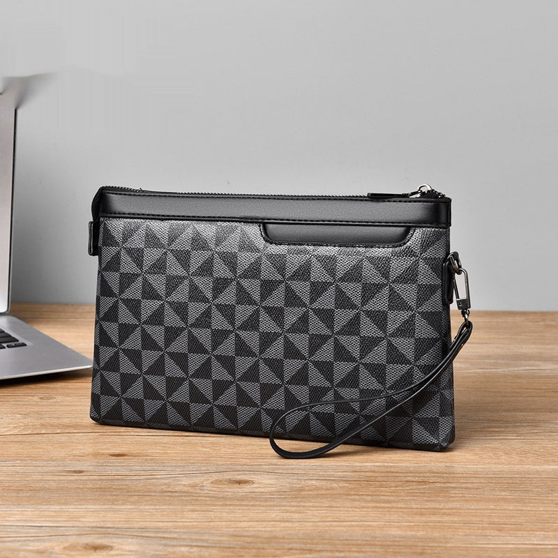 Pochette en cuir à carreaux pour homme