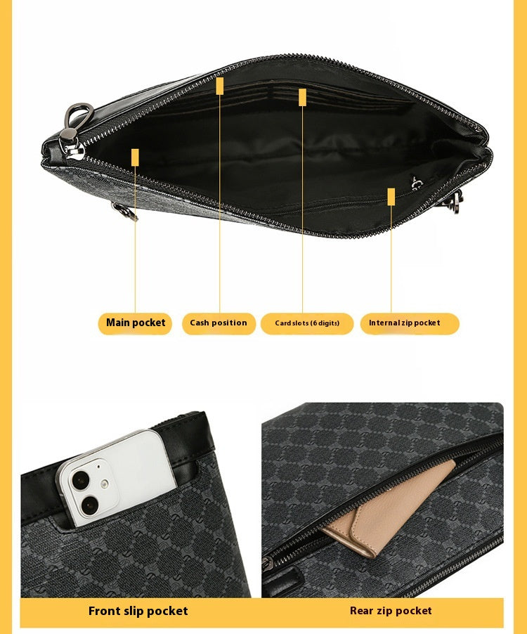 Pochette rétro en cuir homme