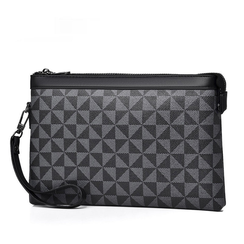 Pochette en cuir à carreaux pour homme