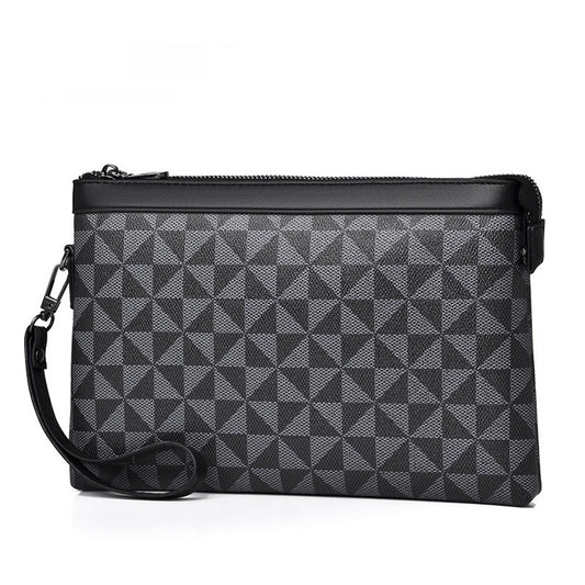 Pochette en cuir à carreaux pour homme