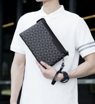 Pochette en cuir à carreaux pour homme